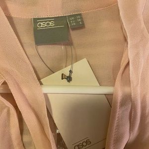 ASOS pink sheer cropped blouse